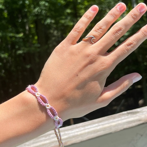 Handmade matching pack woven Daisy chain friendship bracelets purple yellow - Picture 11 of 11